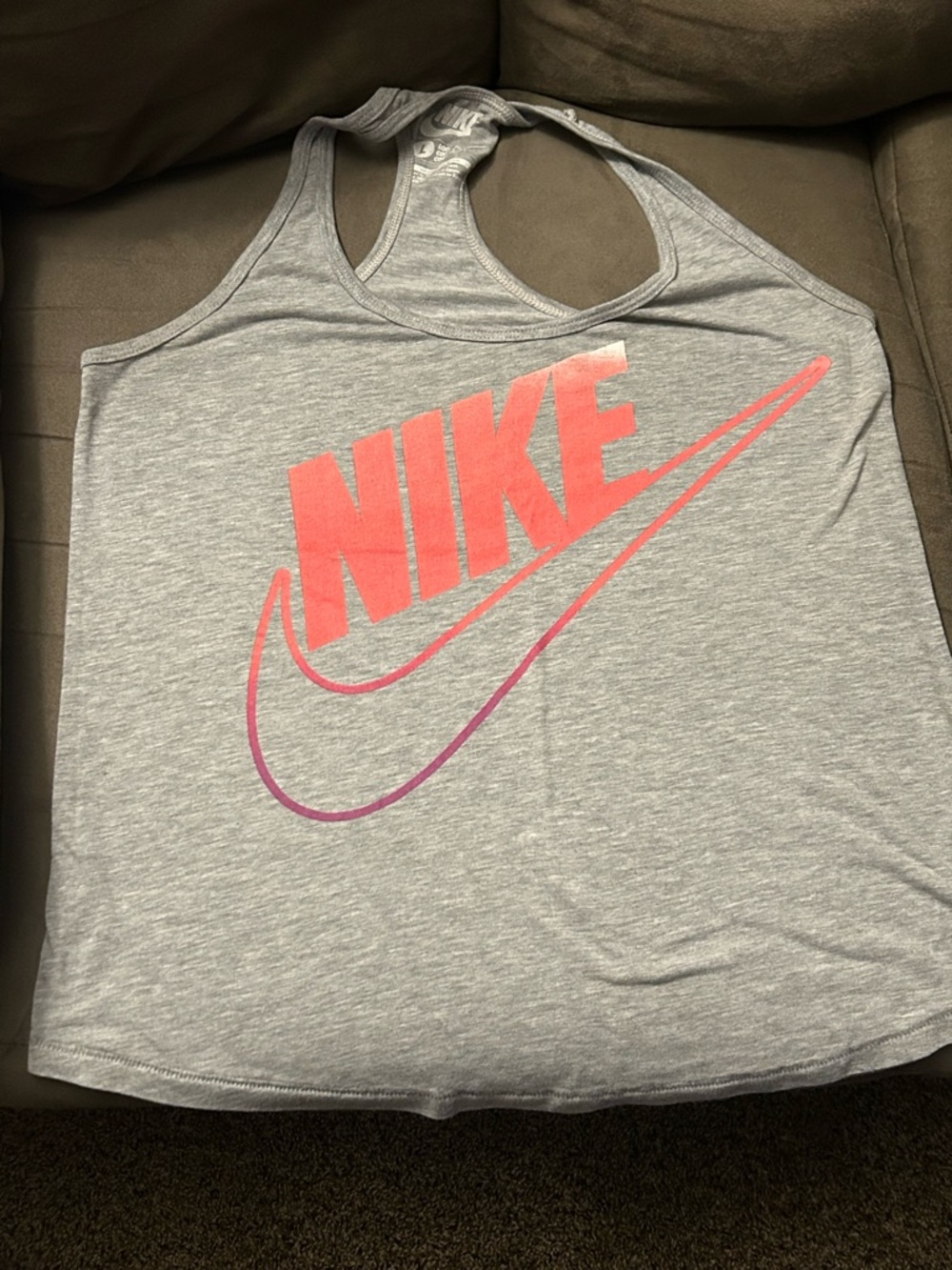 Nike Light Gray Racerback Tank with White Logo